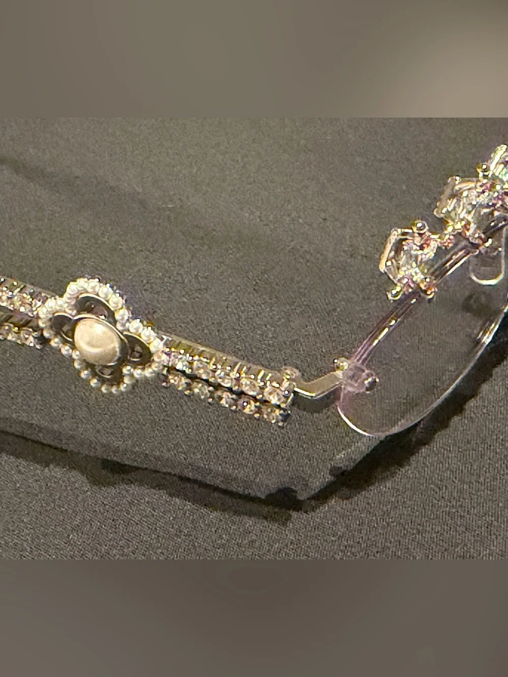 GENTLE MONSTER silver Rimless Crystal-Embellished Glasses with Pink Accents